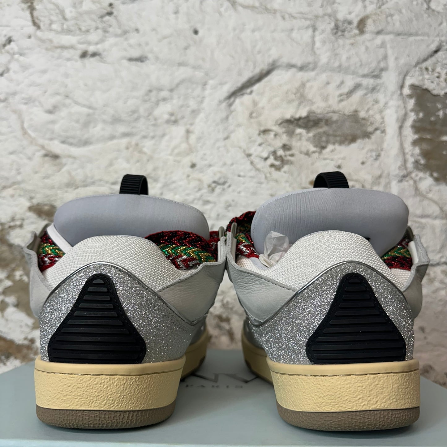 Lanvin Curb Multicolor Lace Grey Glitter Sneaker