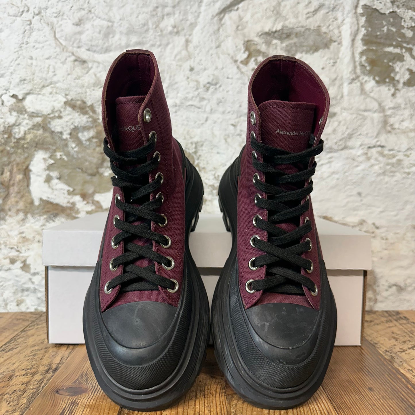 Alexander Mcqueen Maroon Black Tread Boot Sneaker Sz 4.5 (36.5)
