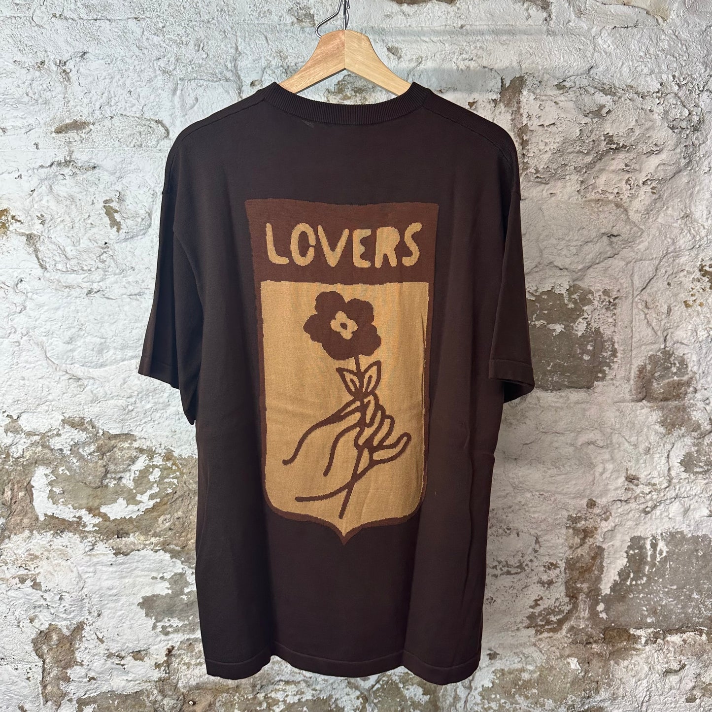Louis Vuitton Lovers Trunk Intarsia Brown T-Shirt Sz L