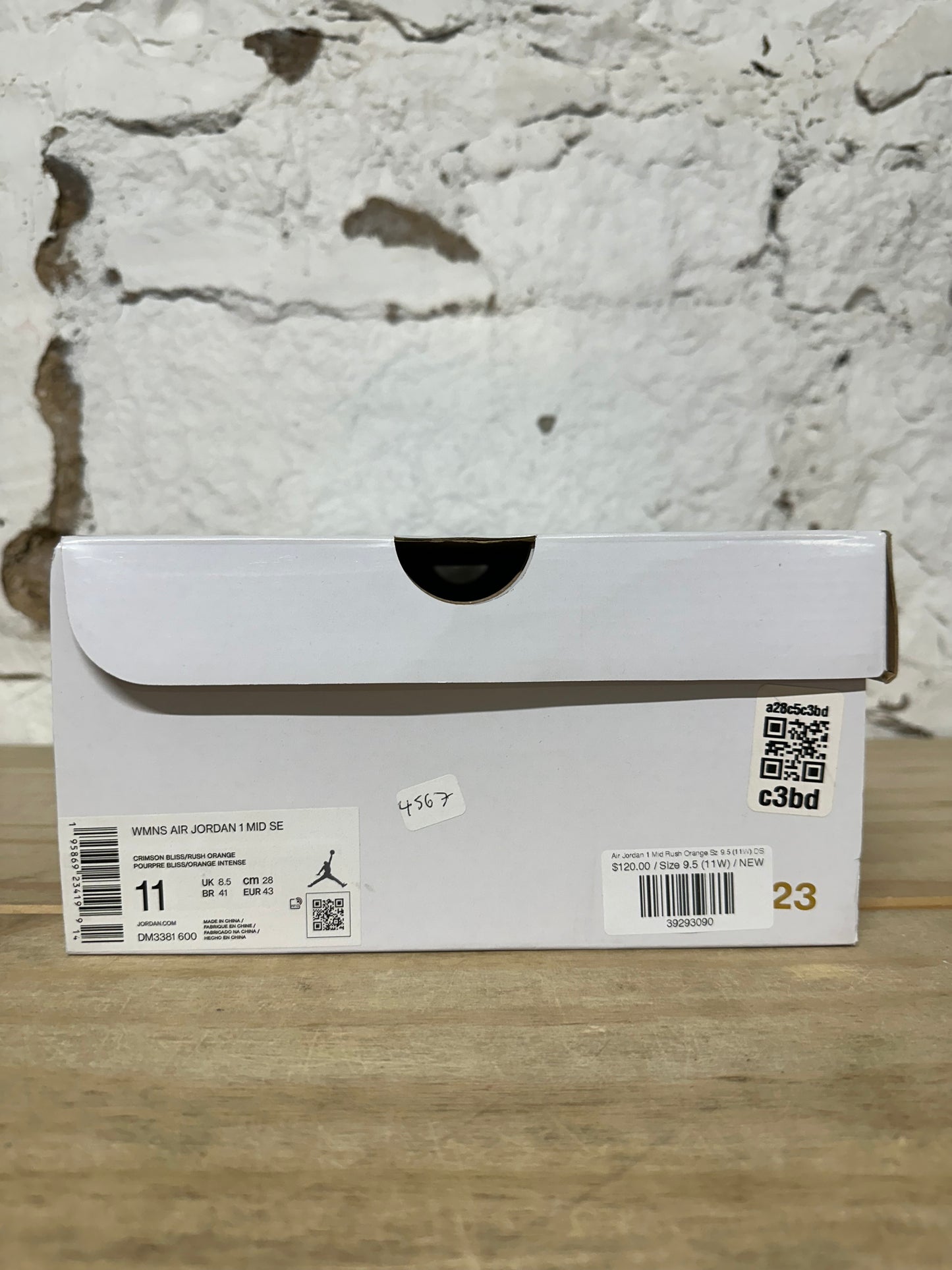 Air Jordan 1 Mid Rush Orange Sz 9.5 (11W) DS