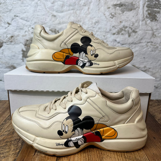 Gucci Rython Mickey Mouse Cream Sneaker Sz 6 No Box
