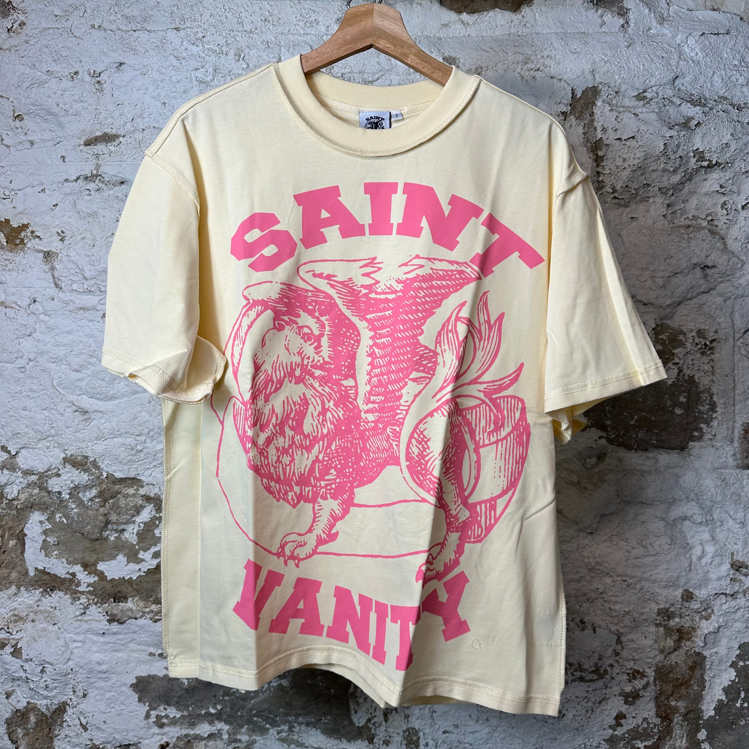 Saint Vanity Pink Griffin Cream T-shirt