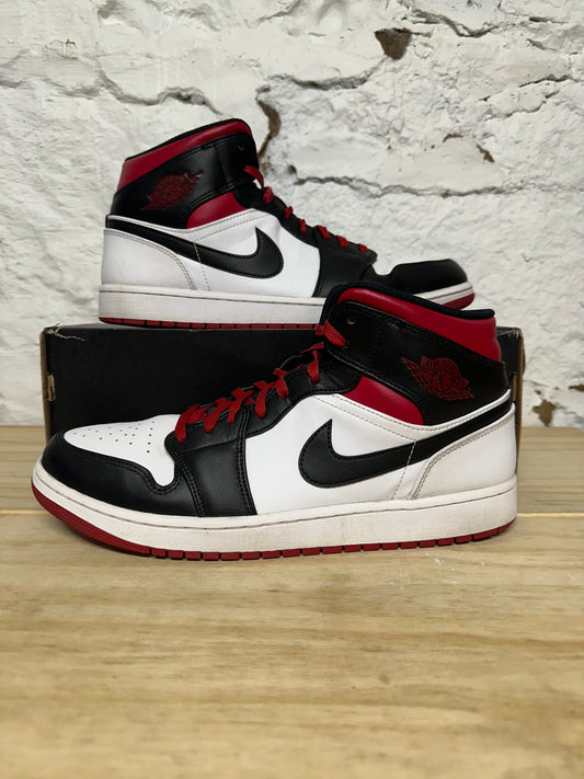 Air Jordan 1 Mid Gym Red Black Toe Sz 13