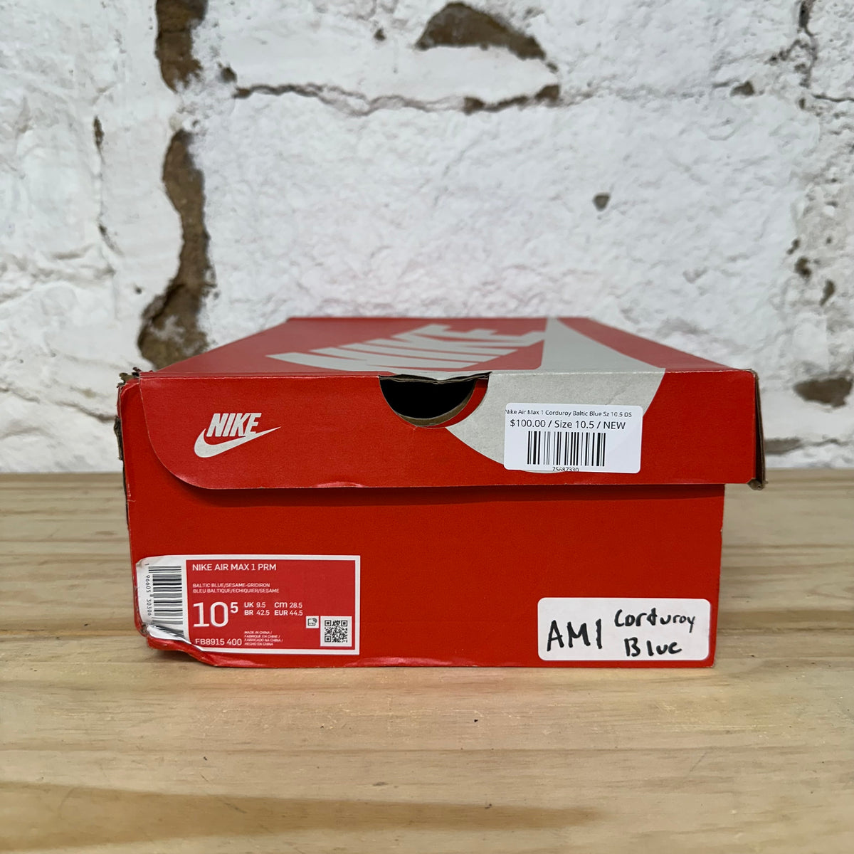 Nike Air Max 1 Corduroy Baltic Blue Sz 10.5 DS
