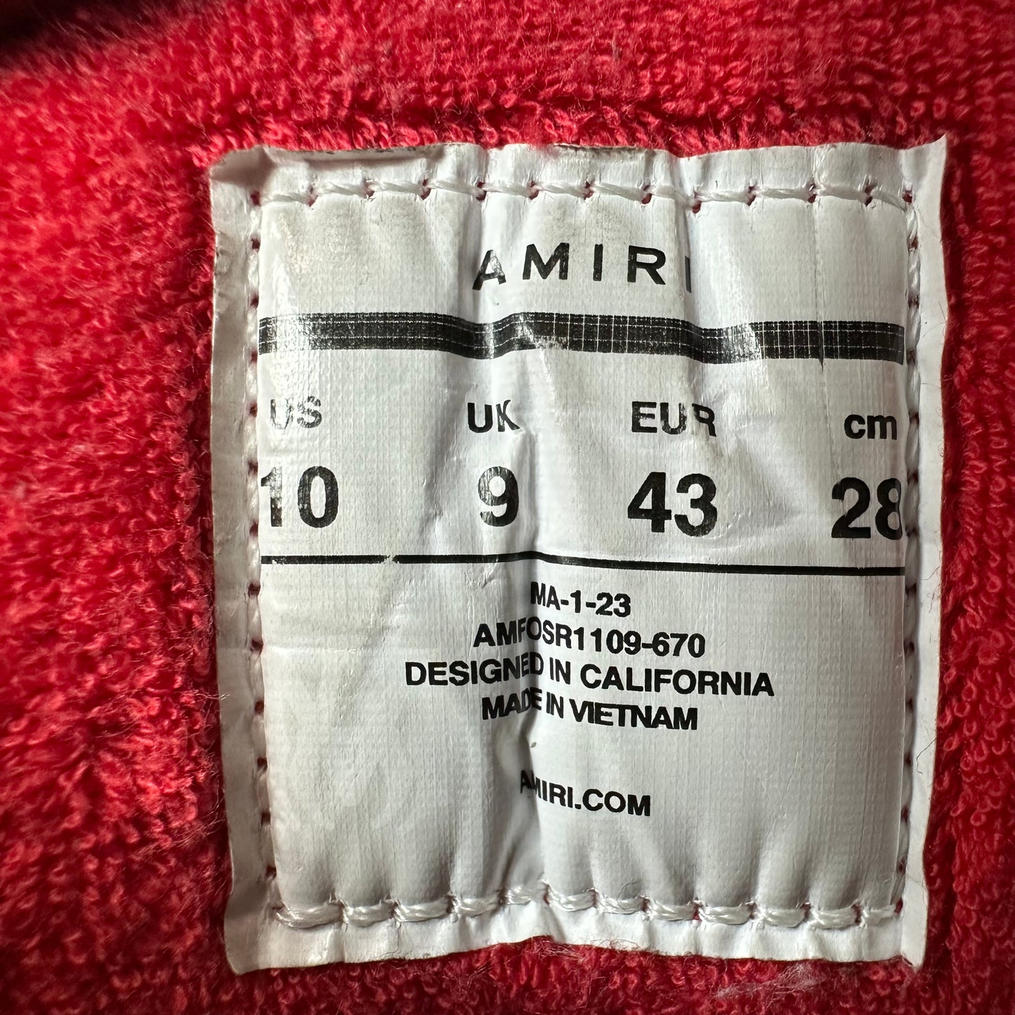 Amiri MA-1 Crystal Red White Cream Sneaker Sz 10 (43)