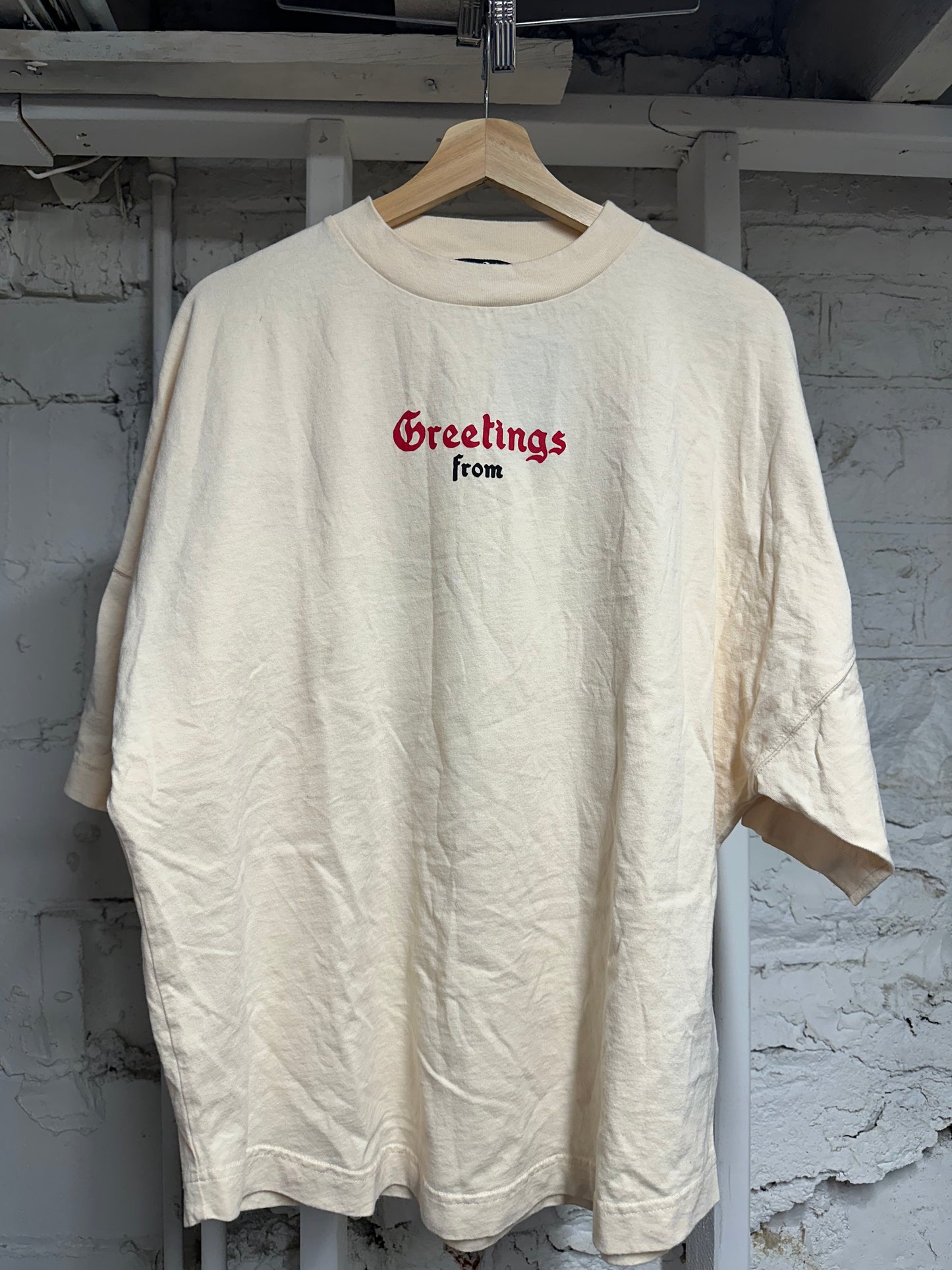 Palm Angels Greetings From Cream T-shirt Sz S
