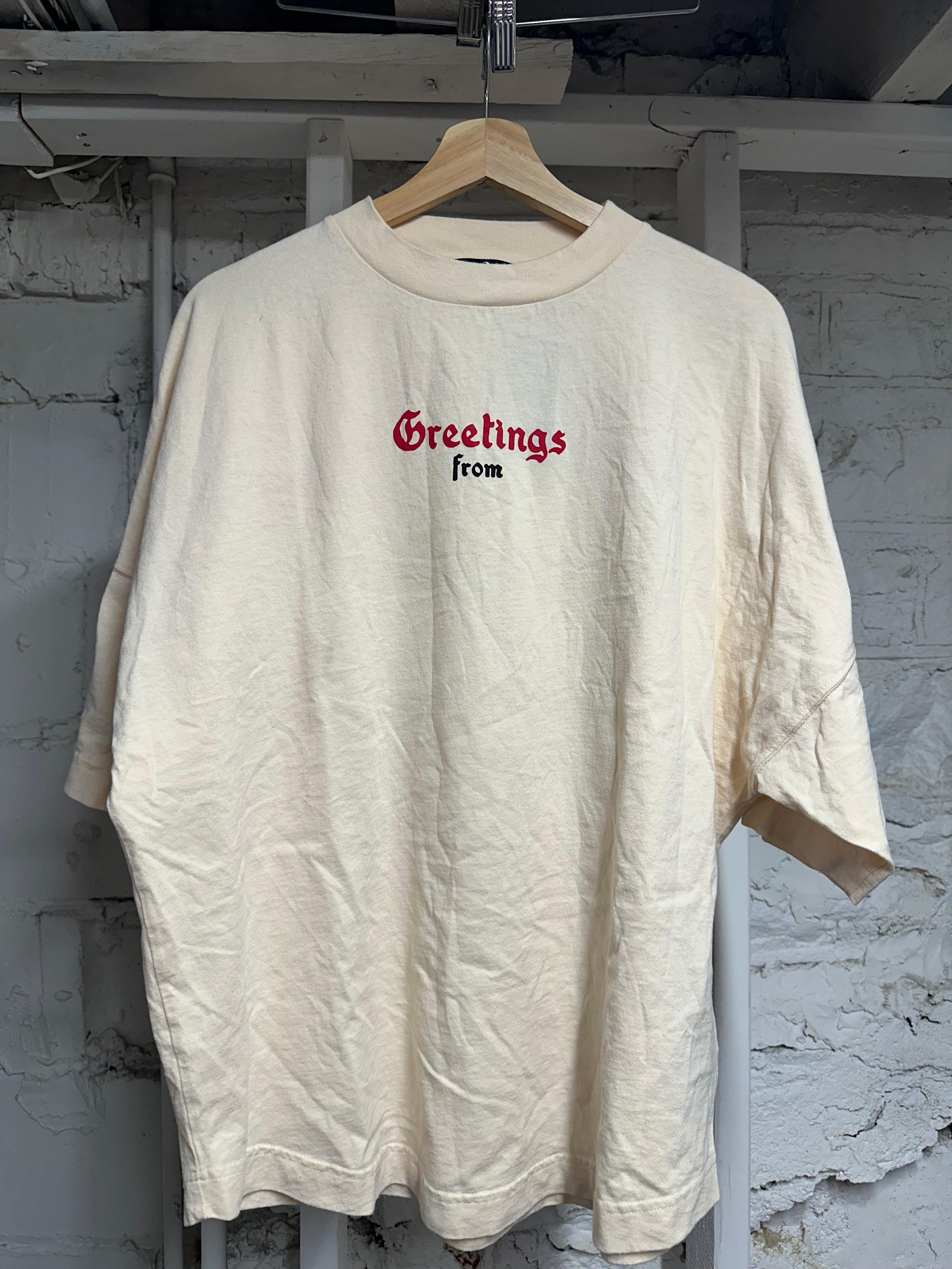 Palm Angels Greetings From Cream T-shirt Sz S