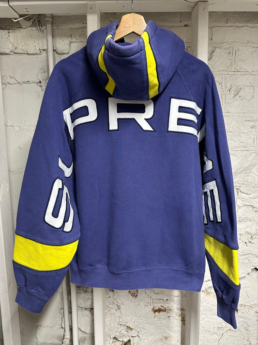 Supreme Back Spell Blue Yellow Hoodie Sz S