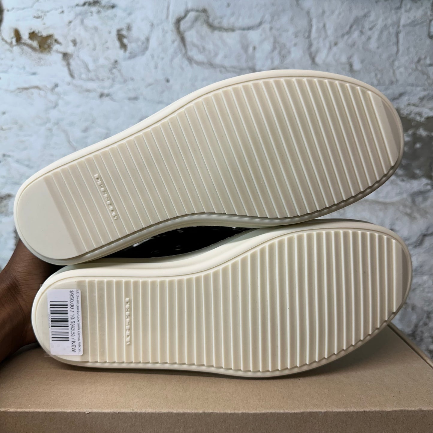 Rick Owens Jumbo Lace Black Canvas Milk Sneaker DS
