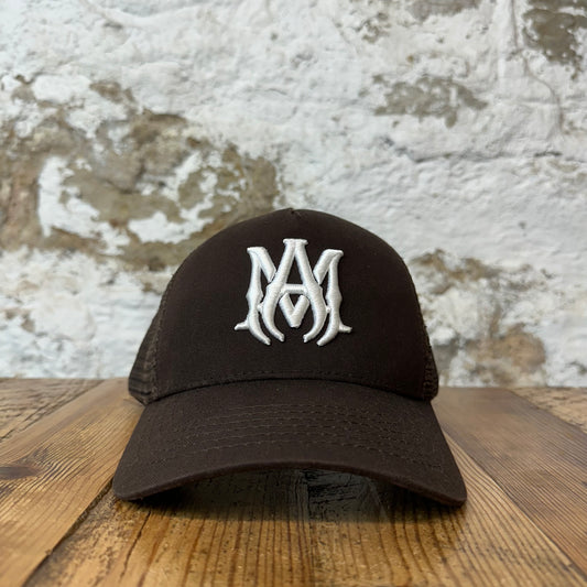 Amiri White AM Brown Trucker Hat