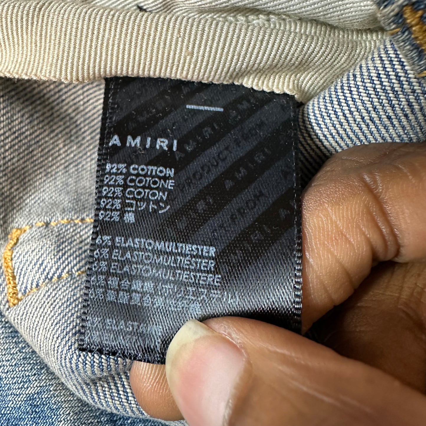 Amiri MX1 Black Multicolor Paisley Blue Denim Jeans Sz 33