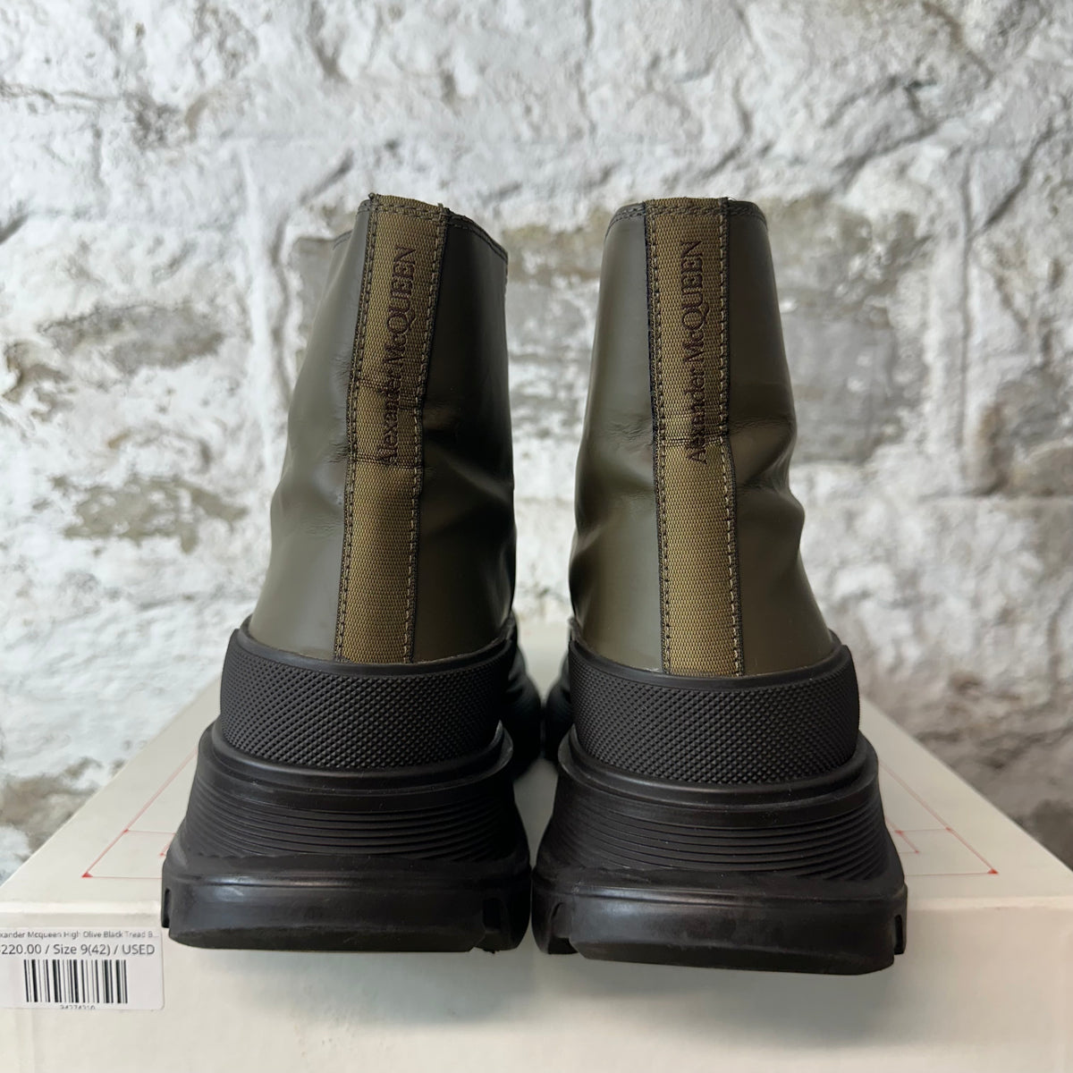 Alexander Mcqueen High Olive Black Tread Boot Sz 9 (42)