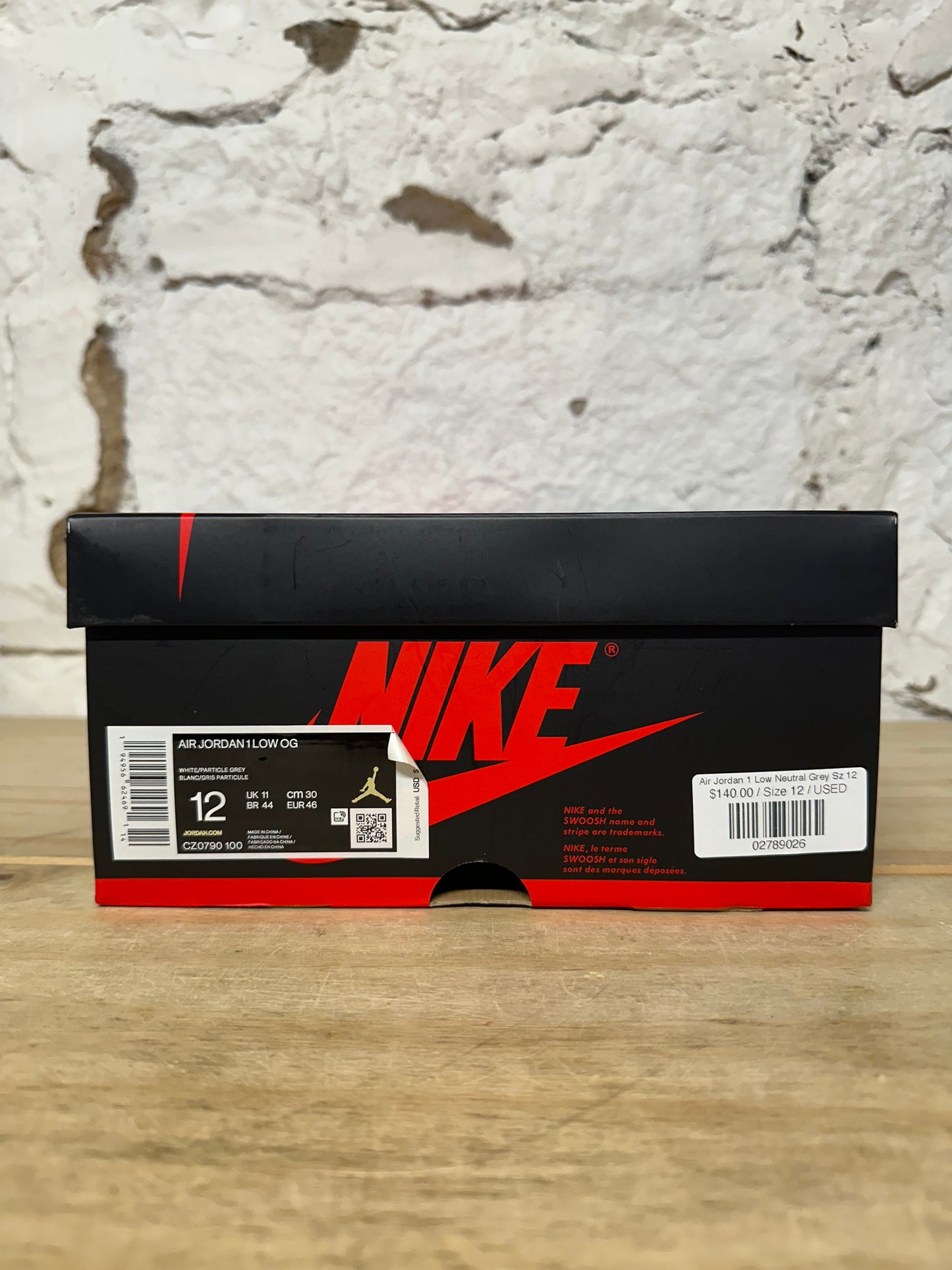 Air Jordan 1 Low Neutral Grey Sz 12