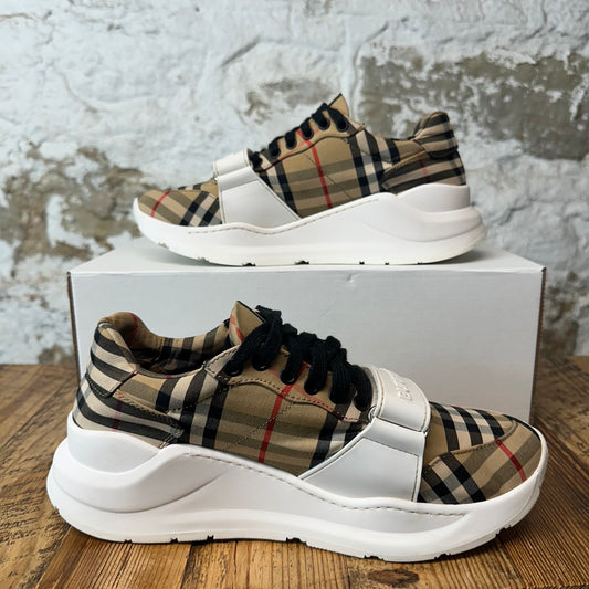 Burberry Ramsey Strap Plaid White Sneaker Sz 8 (41)