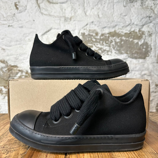 Rick Owens Jumbo Lace Black Canvas Sneaker Sz 8 (41)