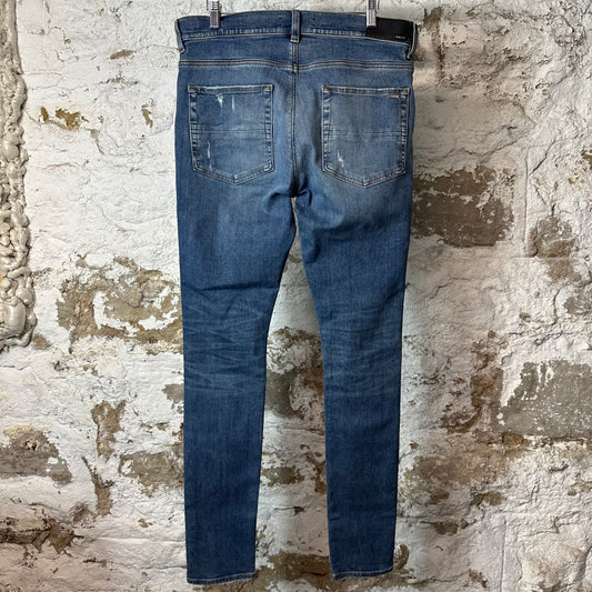 Amiri MX1 Denim Paisley Dark Blue Denim Jeans Sz 33