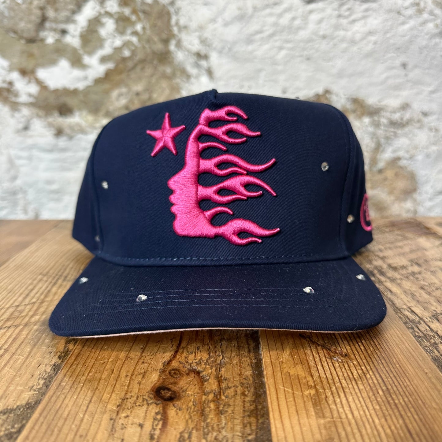Hellstar OG Logo Navy Rhinestone Snapback Hat