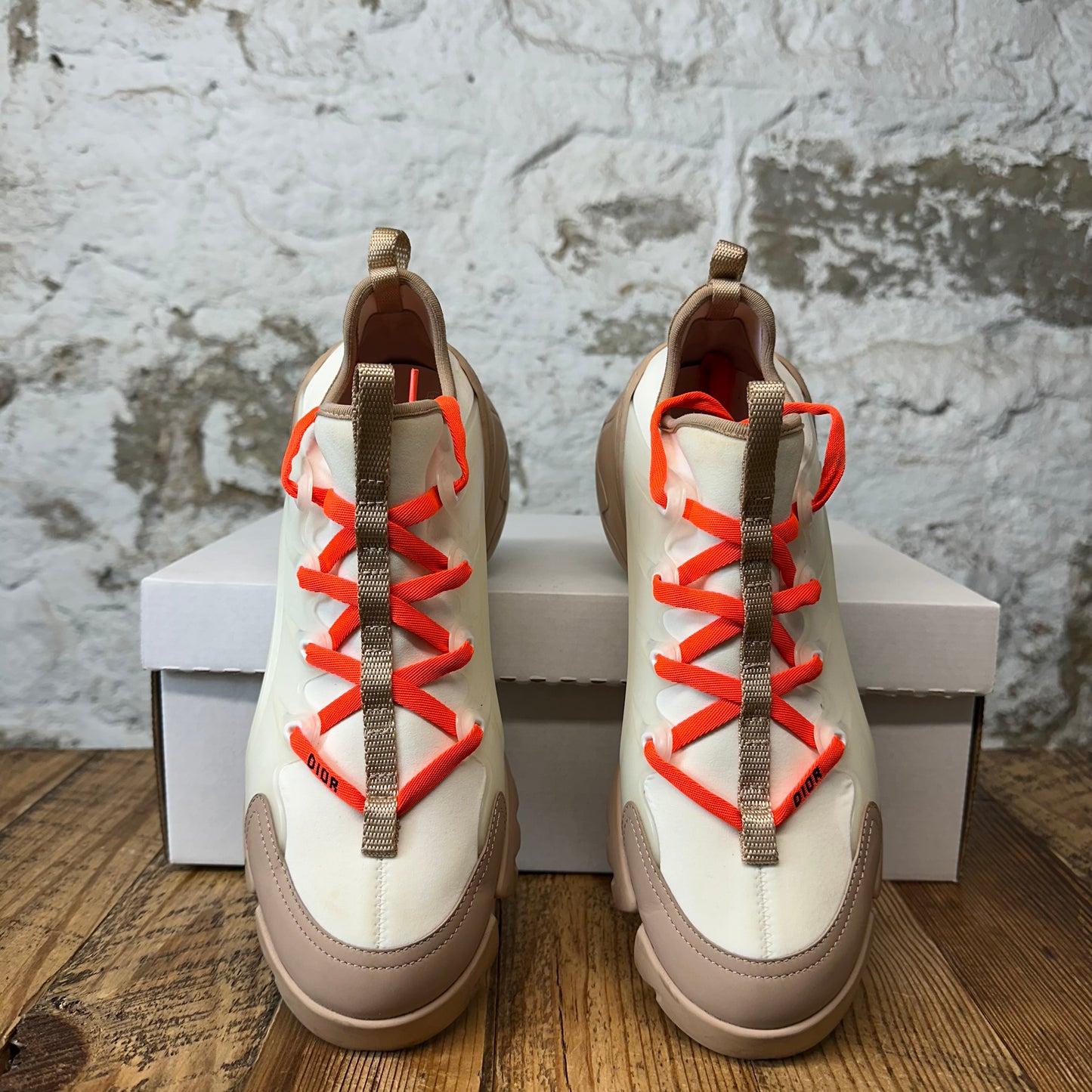 Dior D Connect White Orange Beige Neoprene Sneaker Sz 6.5 (39)