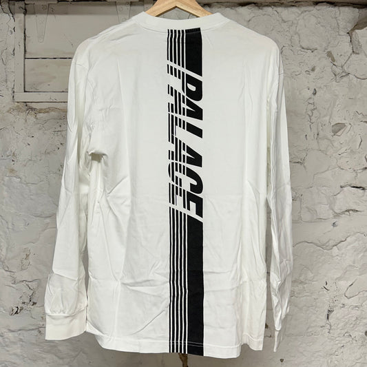 Palace Back Stripe White L/S T-Shirt Sz M