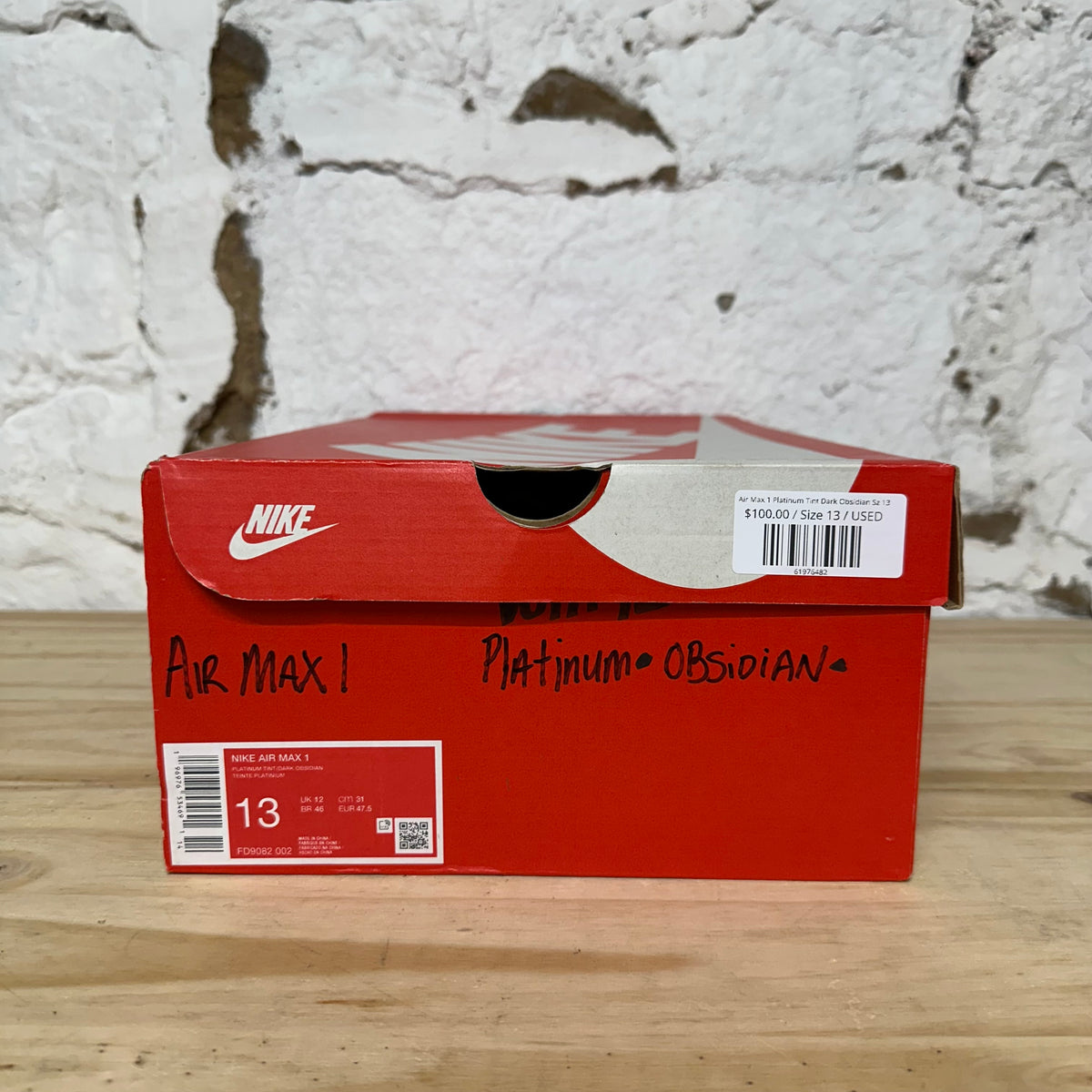 Nike Air Max 1 Platinum Tint Dark Obsidian Sz 13
