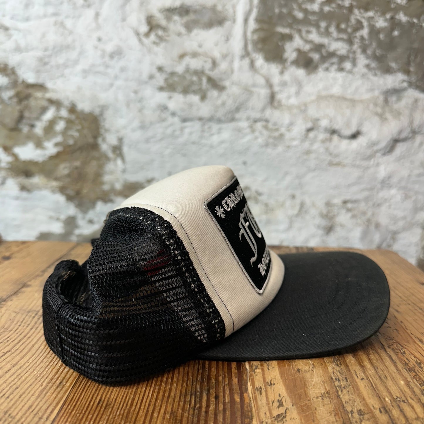 Chrome Hearts Hollywood FUCK Black White Trucker Hat