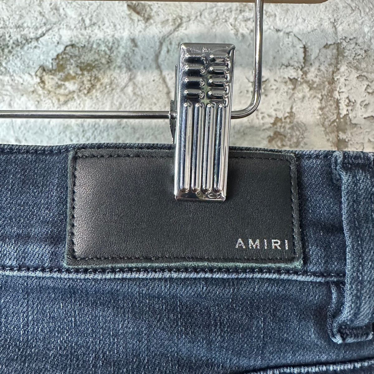 Amiri MX1 Red Suede Faded Black Denim Jeans Sz 33