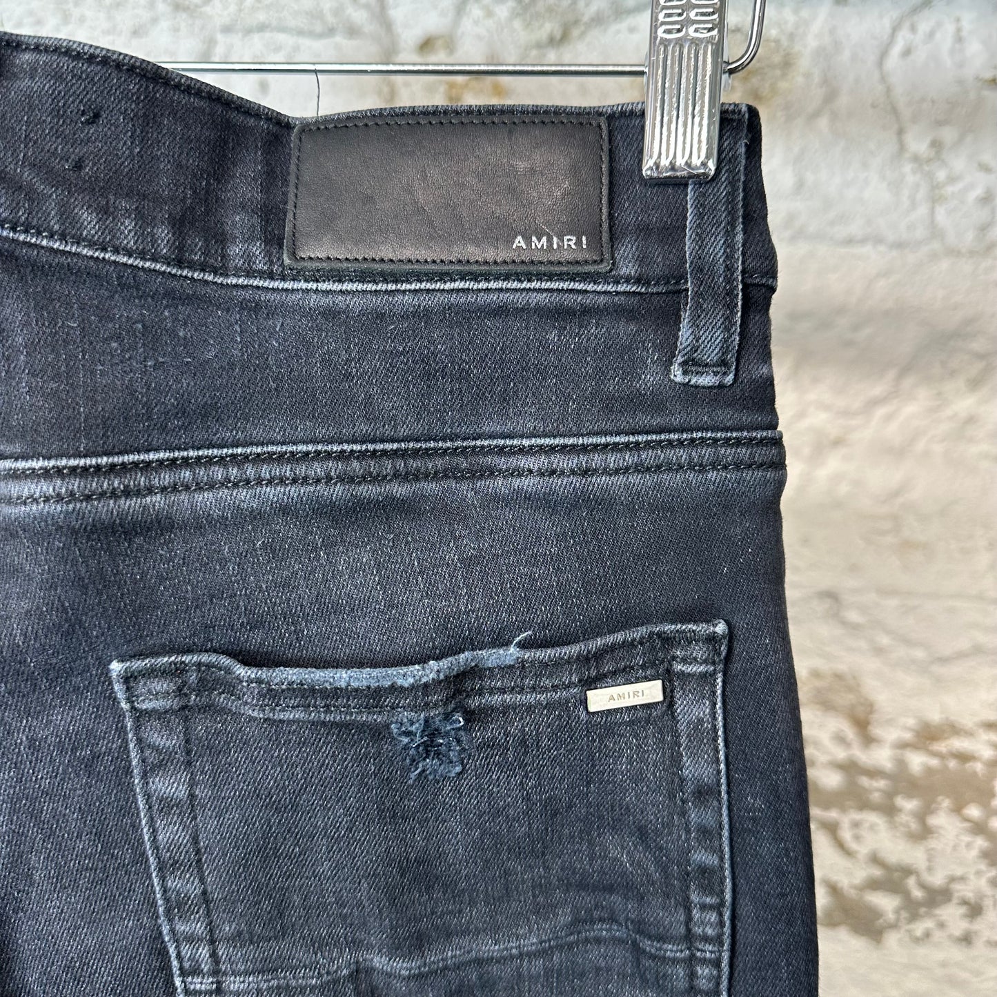 Amiri MX1 Cracked Blue Black Denim Jeans Sz 29