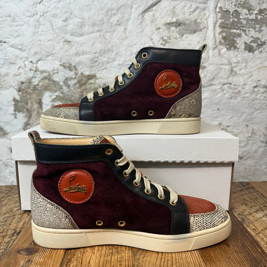 Christian Louboutin Green Maroon Scale High Sz 7 (40) Box