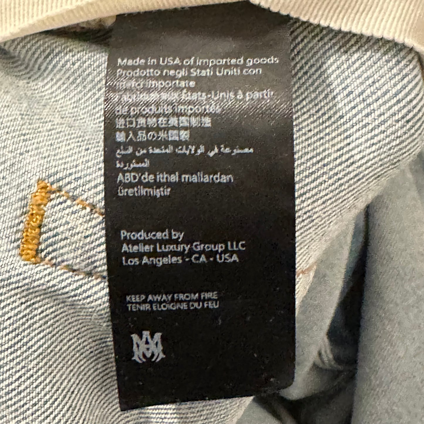 Amiri MX1 White Canvas Bleached Blue Denim Jeans Sz 38