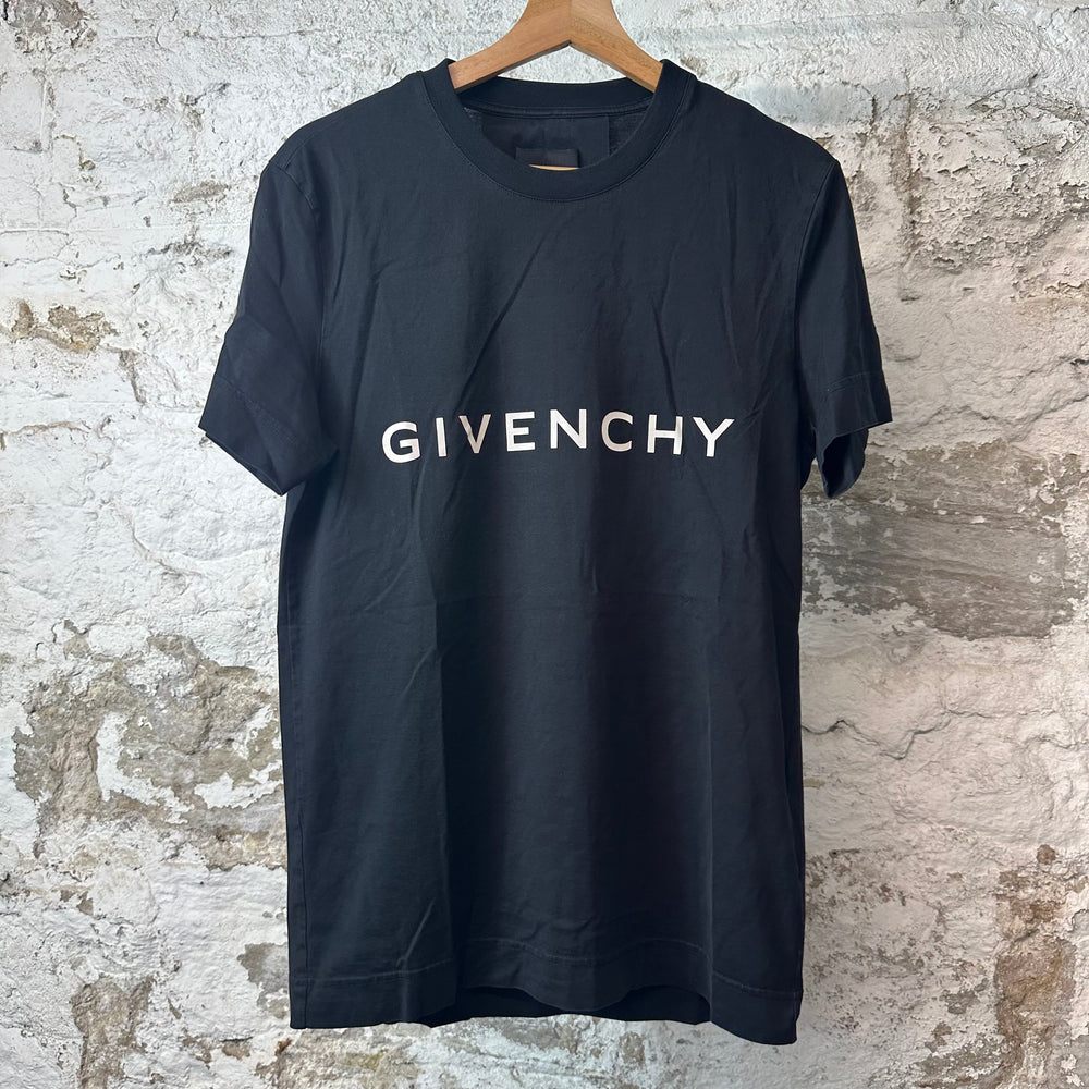 Givenchy White Spellout Black T-Shirt Sz S