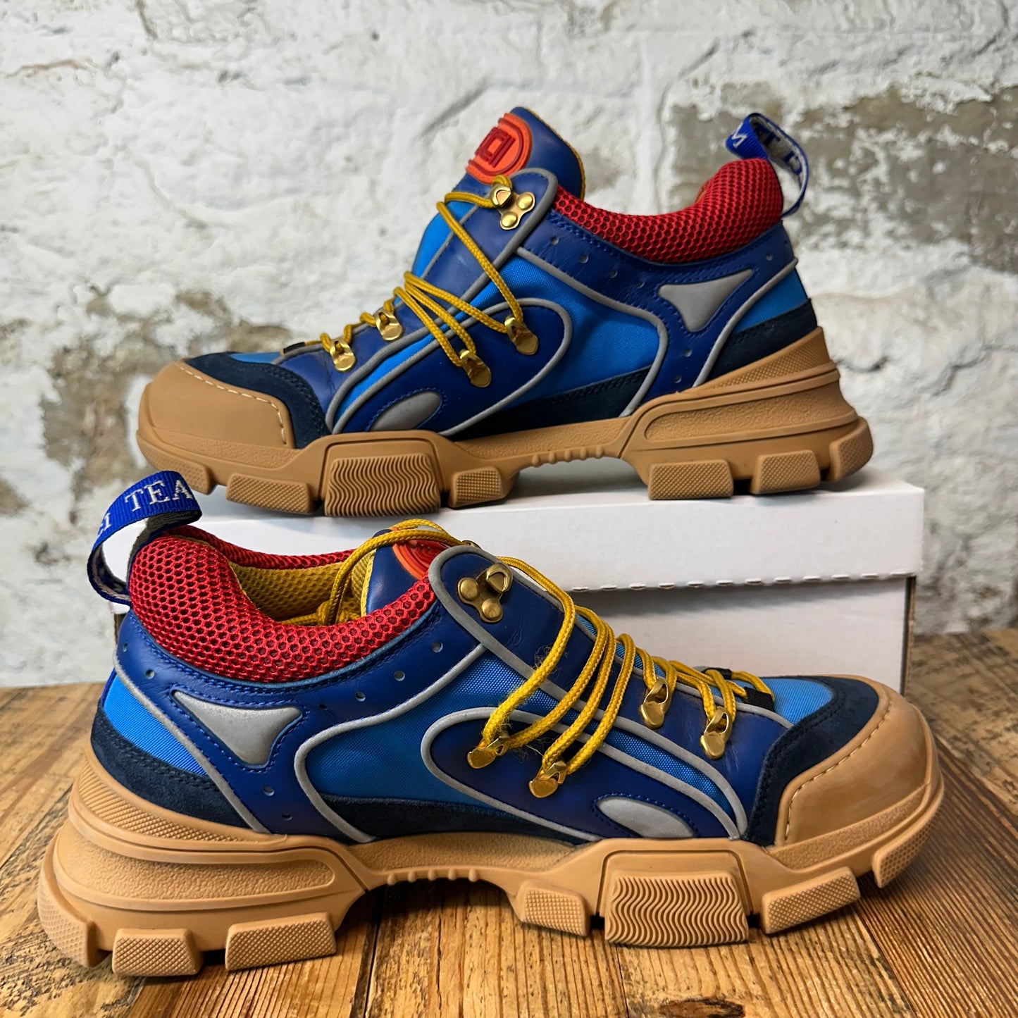 Gucci Flashtrek Red Blue Brown Boot Sz 11