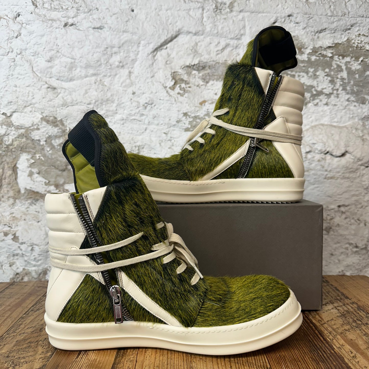 Rick Owens High Geobasket Pony Hair Acid Melange Mik Sneaker Sz 12 (45)