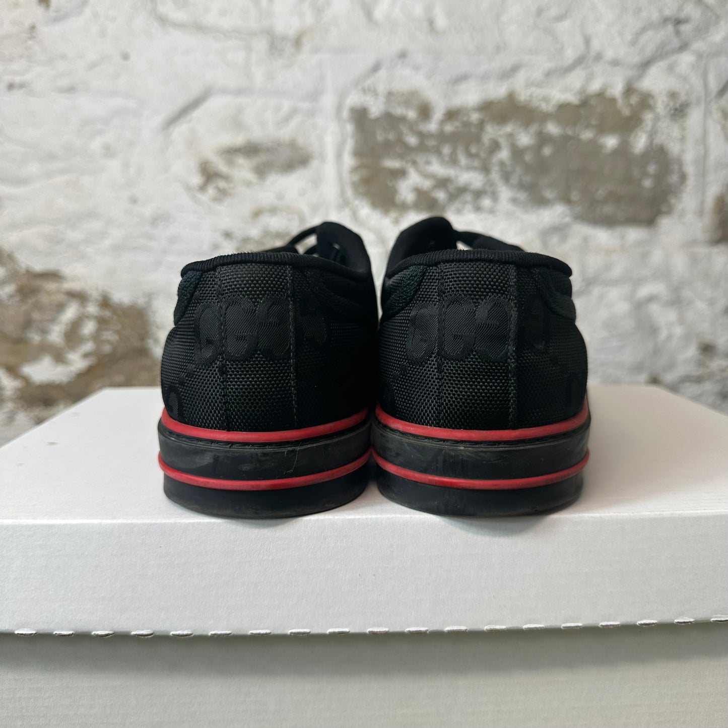 Gucci Tennis 1977 Black GG Monogram Sneaker Sz 10.5