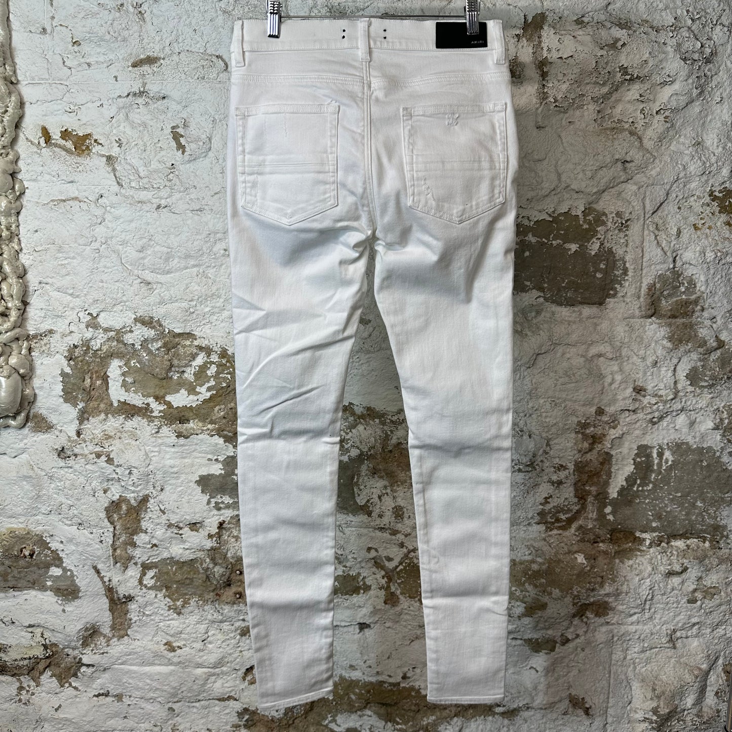 Amiri MX1 White Leather White Denim Jeans Sz 32