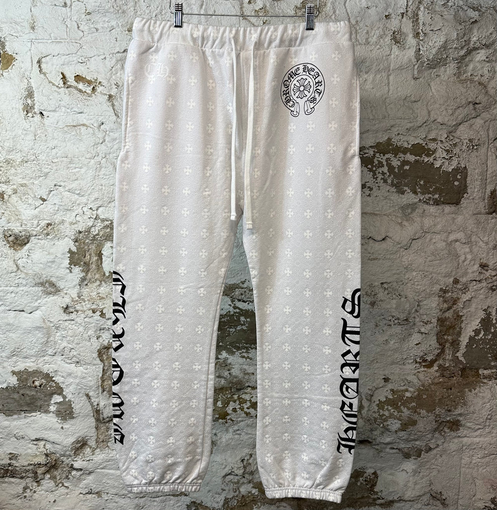 Chrome Hearts White Monogram Sweatpants Sz L DS
