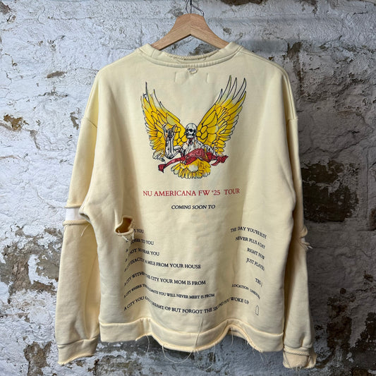 Who Decides War Ribbon Tour Cream Crewneck Sz XS