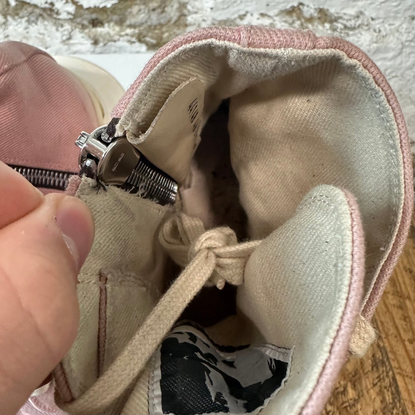 Rick Owens Pink Canvas Abstract Cream High Sz 13 (46) No Box