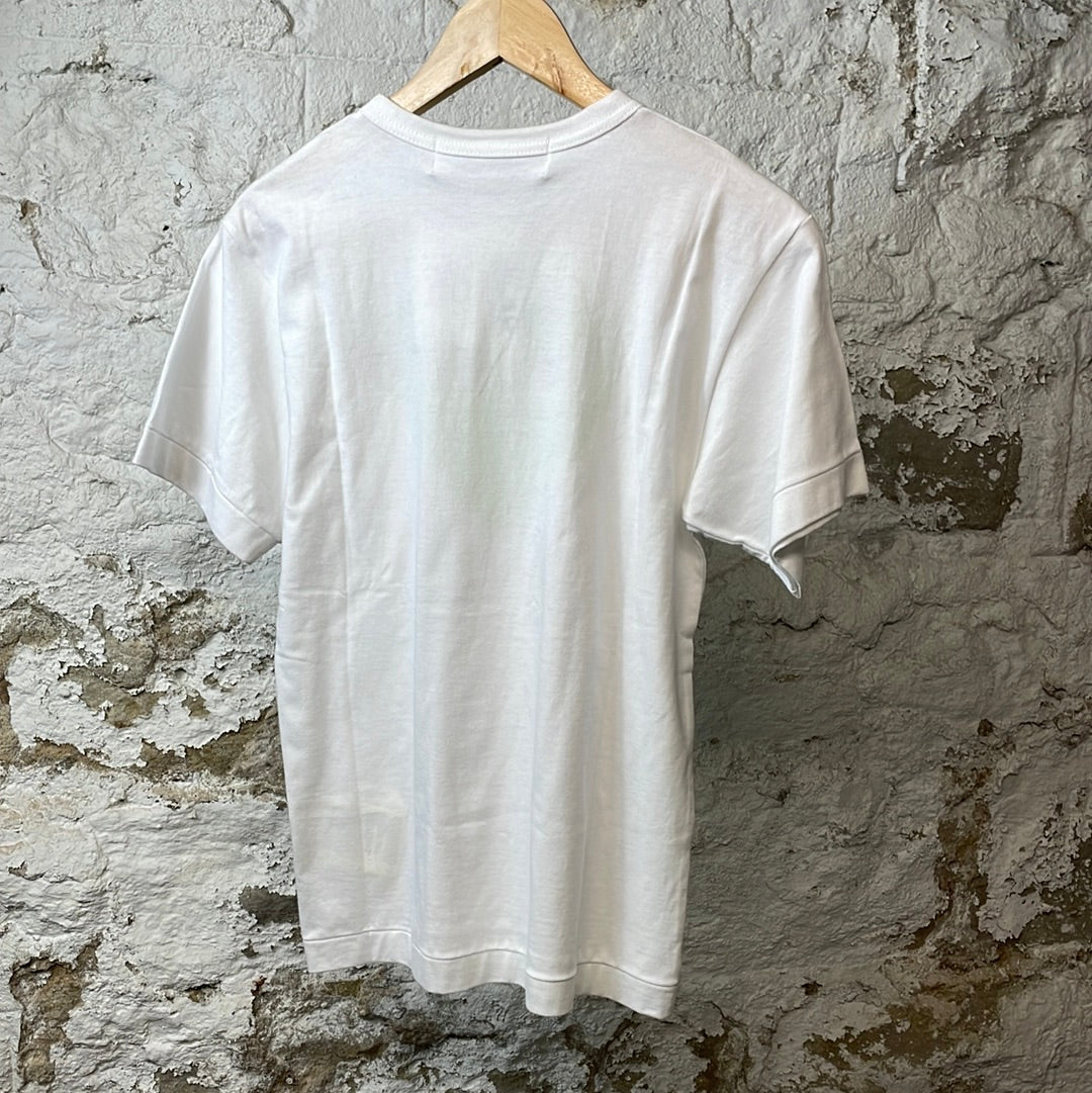 CDG Green Red Heart White T-Shirt Sz S DS