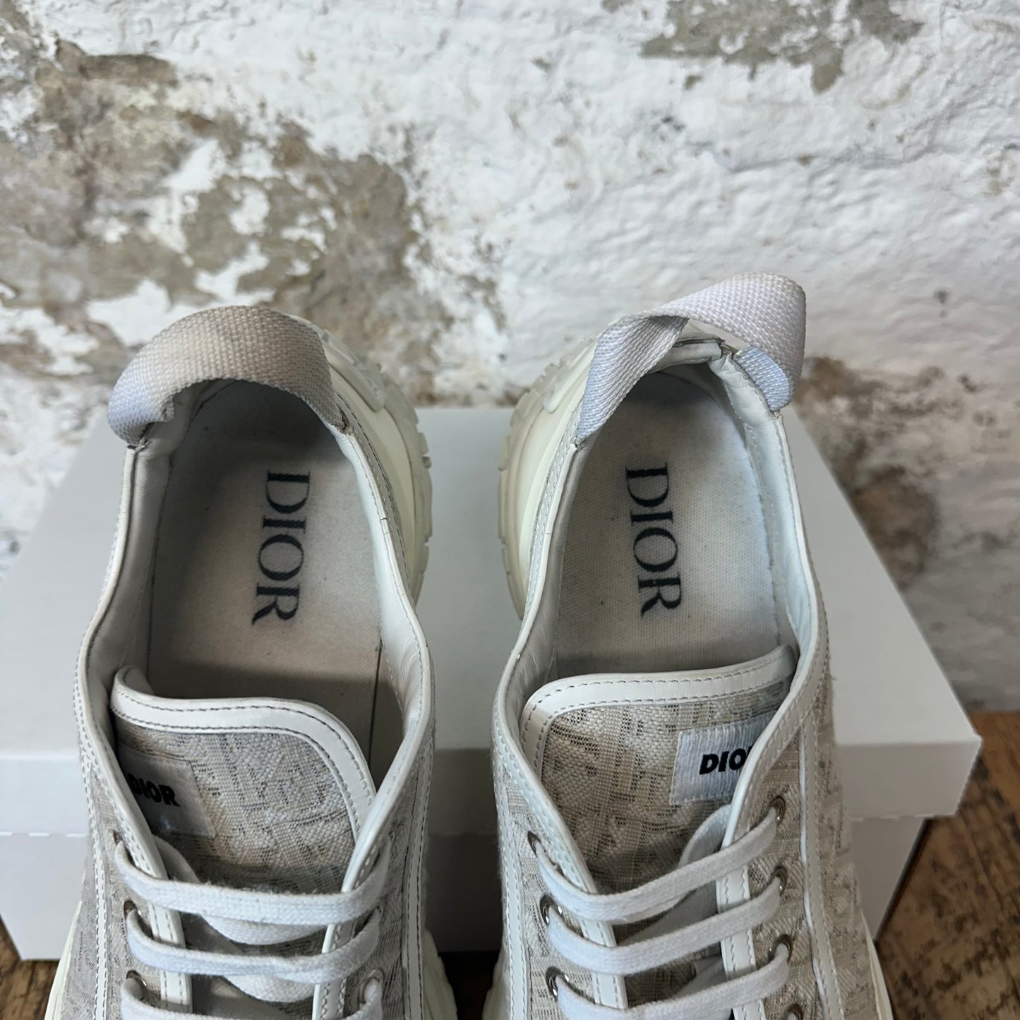 Dior B28 Grey Monogram Cream White Sneaker Sz 14 (47)