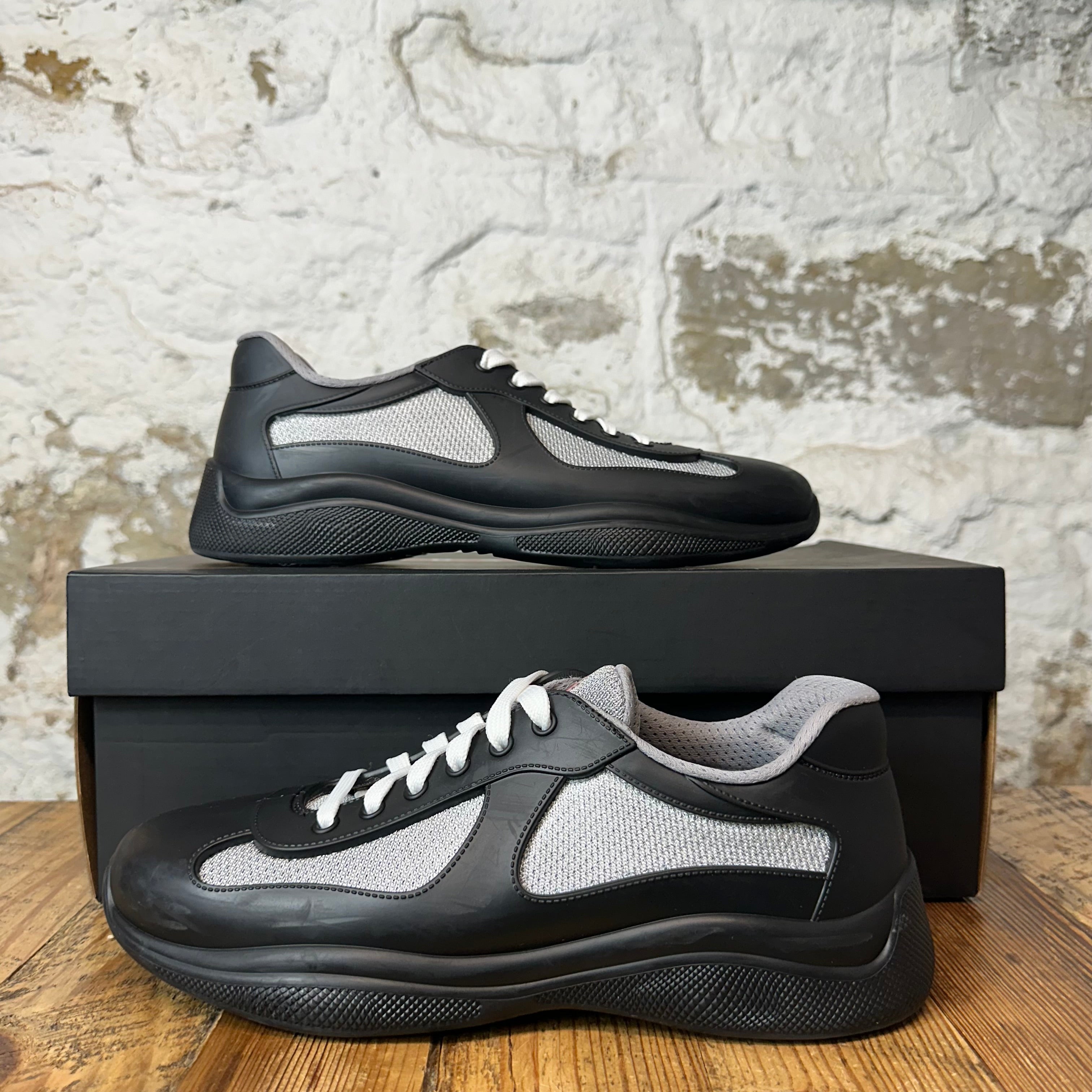 Prada Americas Cup Black Rubber Sneaker Sz 8 (41)