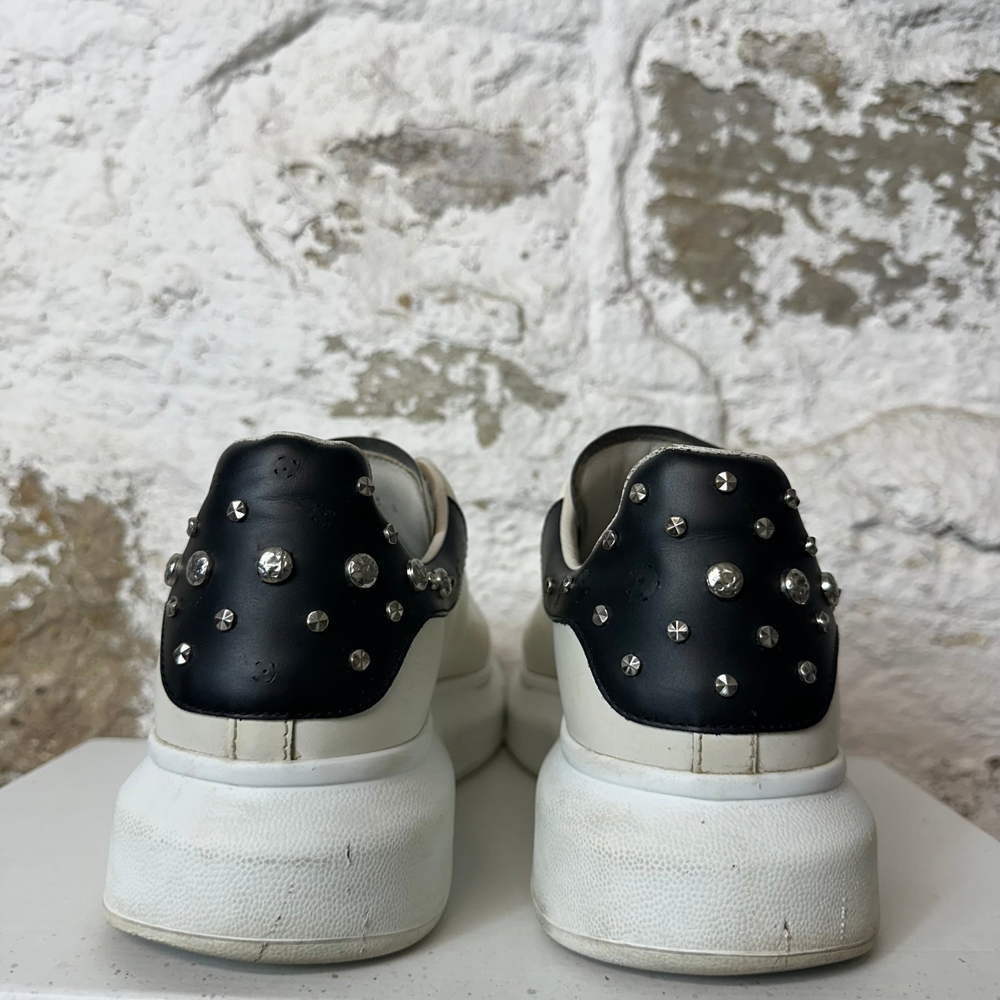 Alexander Mcqueen Black Studded Tab White Sneaker Sz 10 (43) No Box