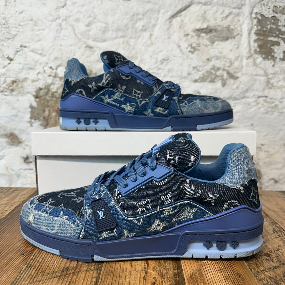 Louis Vuitton Blue Denim Patchwork Trainer Sz 10.5 (9LV) No Box