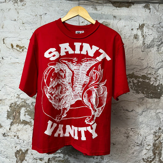 Saint Vanity White Griffin T-shirt Red Sz M