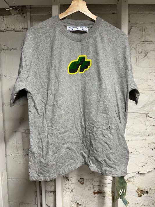 Off-White Grey Felt Logo T-shirt Sz M
