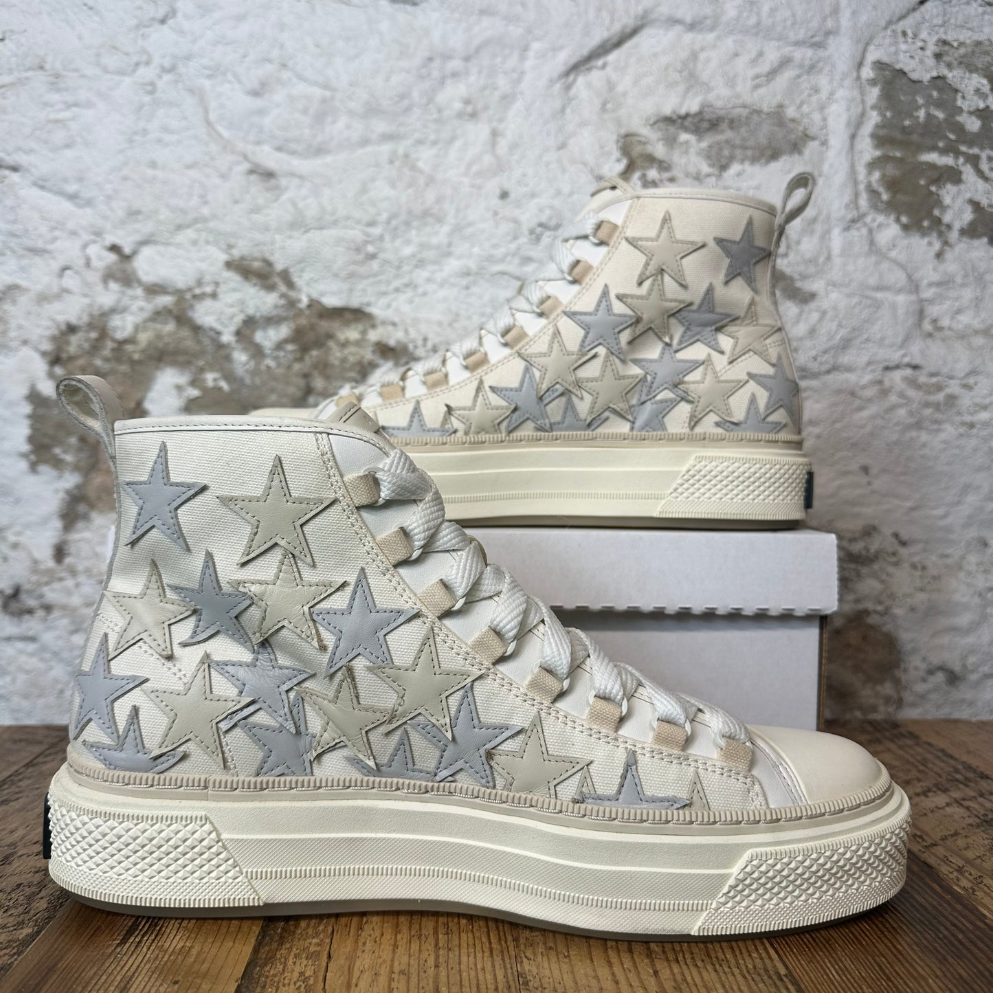 Amiri High Grey Star Cream Sneaker Sz 12 (45)