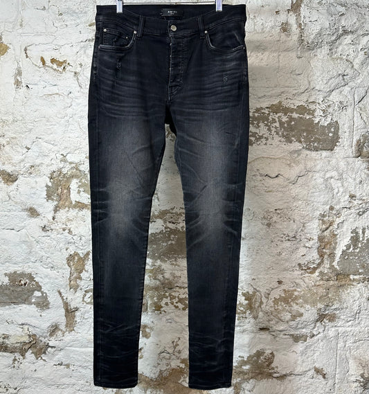 Amiri Plain Black Faded Denim Jeans Sz 34