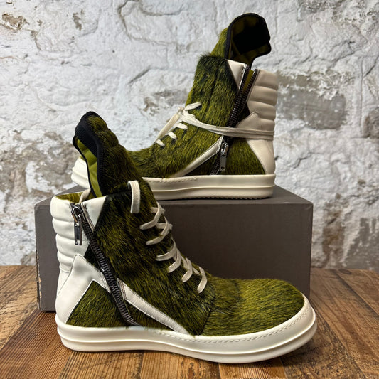 Rick Owens High Geobasket Pony Hair Acid Melange Milk Sneaker Sz 12 (45)