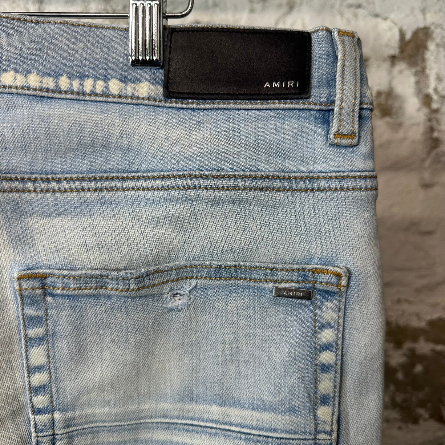 Amiri MX1 Light Camo Light Blue Denim Jeans Sz 36 (Tailored Short)