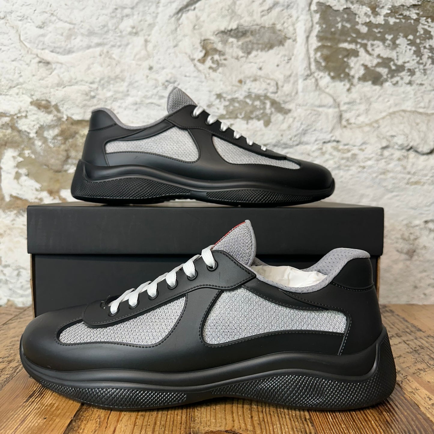 Prada Americas Cup Nero Rubber Sneaker Sz 11 (44) DS
