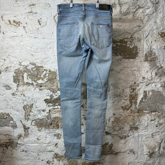 Amiri MX1 Pink Suede Blue Denim Jeans Sz 30